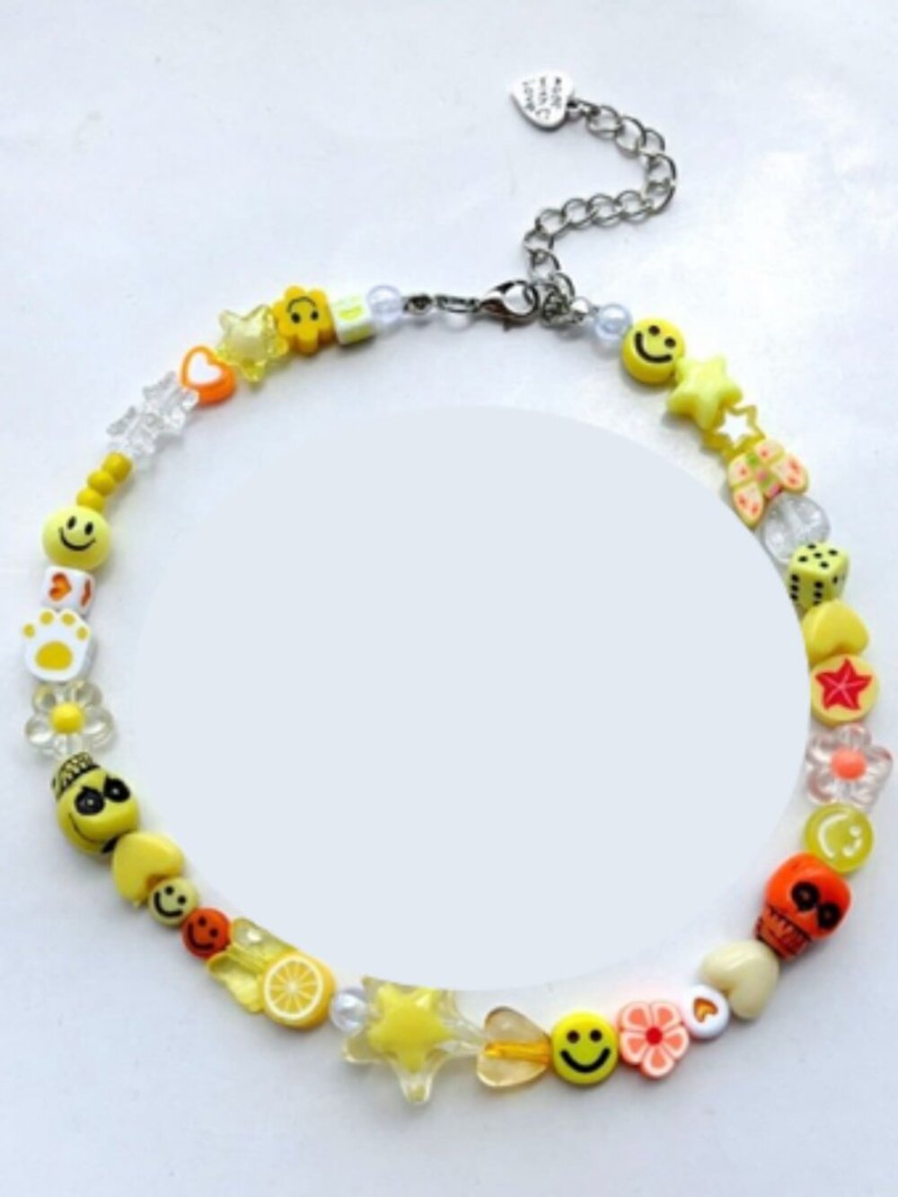 Free People Yellow-Tone Beaded Indie Sleaze Novelty Charm Statement Necklace